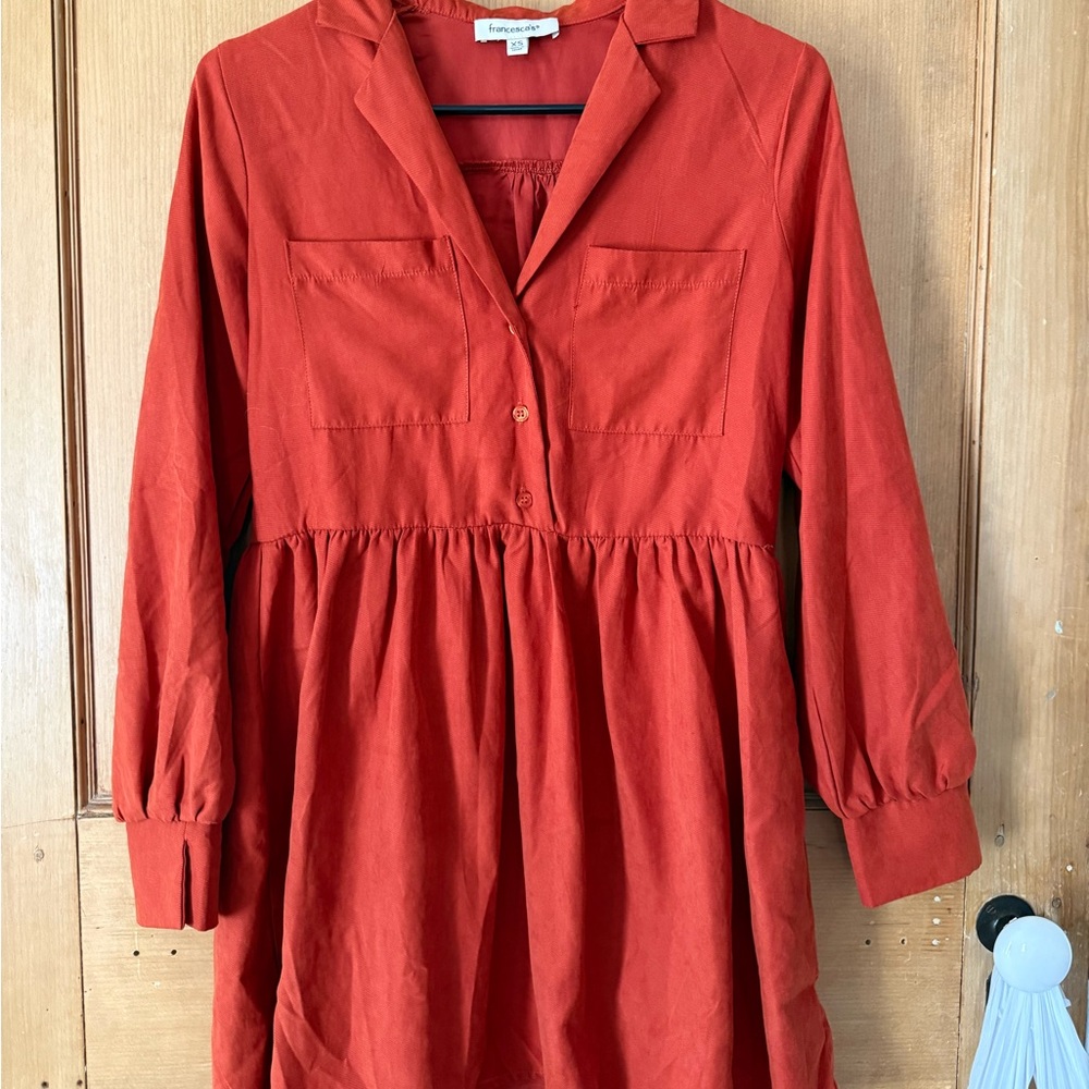 Francesca's Burnt Orange Button Front Dress